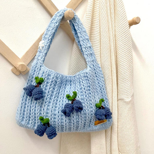 Blueberry Minimalist Crochet Bag | Small Cute Crochet Purse | Aesthetic Hand Bag | Handmade Crochet Bag