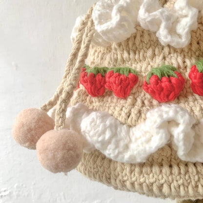 Strawberry Crochet Bag | Crossbody Cute Bag | Minimalist Strawberry Crochet Purse | Modern Crochet Sling Bag | Aesthetic Drawstring Crochet Bag