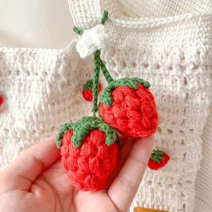 Strawberry Crochet Bag with HandBag Style | White Strawberry Purse Minimalist | Modern Crochet Shoulder Bag | Cute Crochet Bag Pattern